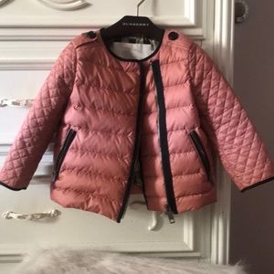 Burberry pink puffer jacket for kids